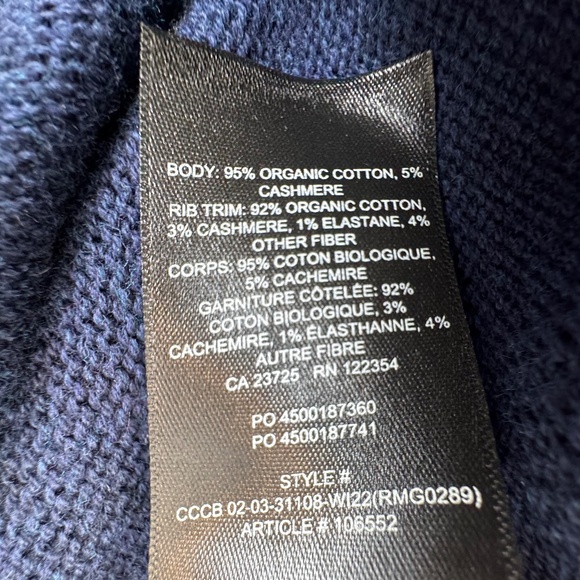 SUNDAY BEST Argyle Sweater Cotton Cashmere Navy Blue, Size XS-S - Picture 8 of 8